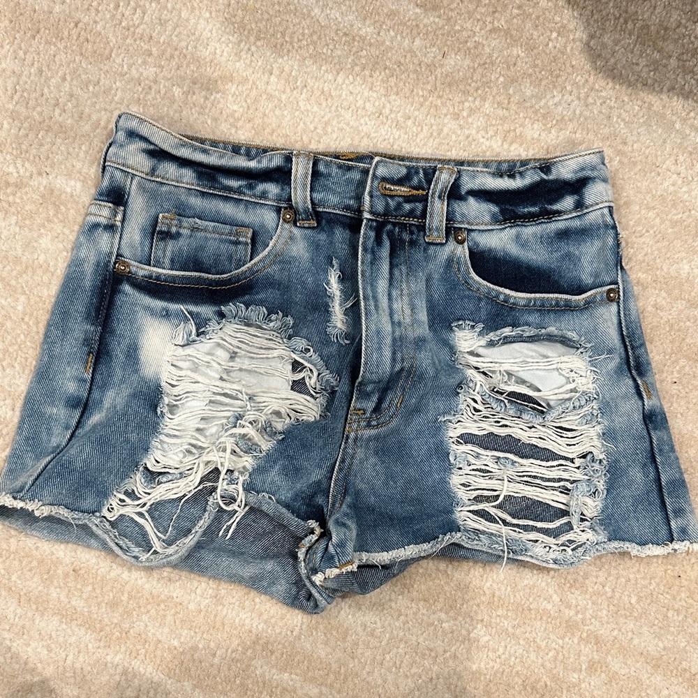 Bullhead Blue Distressed Jean Shorts